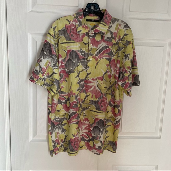GREG NORMAN FLORAL PATTERN GOLF POLO SHIRT - Picture 2 of 8